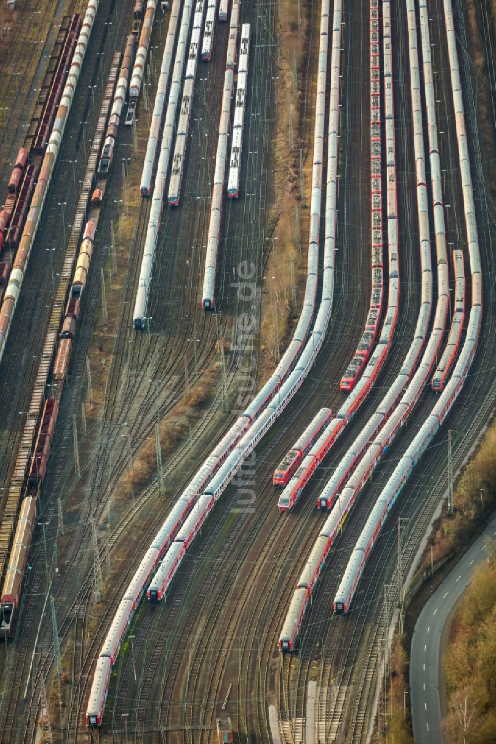 Hamm von oben - Rangierbahnhof und Güterbahnhof der Deutschen Bahn in Hamm im Bundesland Nordrhein-Westfalen