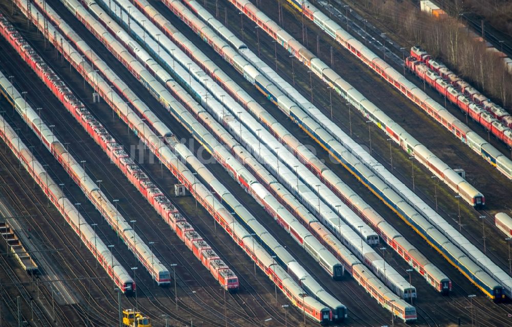 Hamm von oben - Rangierbahnhof und Güterbahnhof der Deutschen Bahn in Hamm im Bundesland Nordrhein-Westfalen