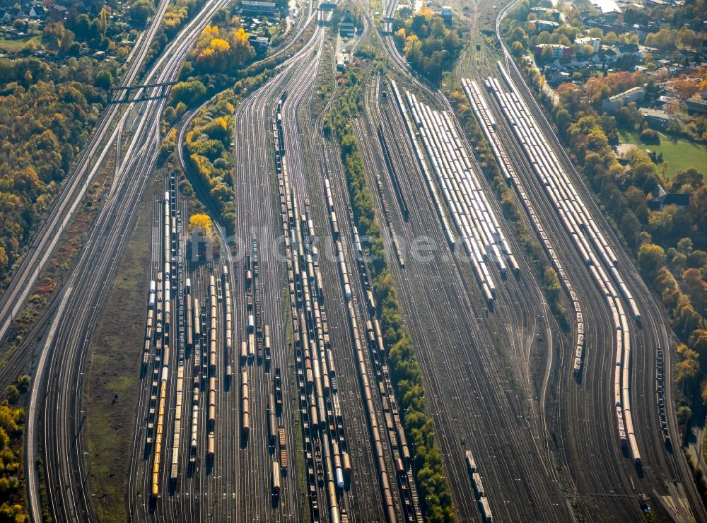 Hamm aus der Vogelperspektive: Rangierbahnhof und Güterbahnhof der Deutschen Bahn in Hamm im Bundesland Nordrhein-Westfalen, Deutschland