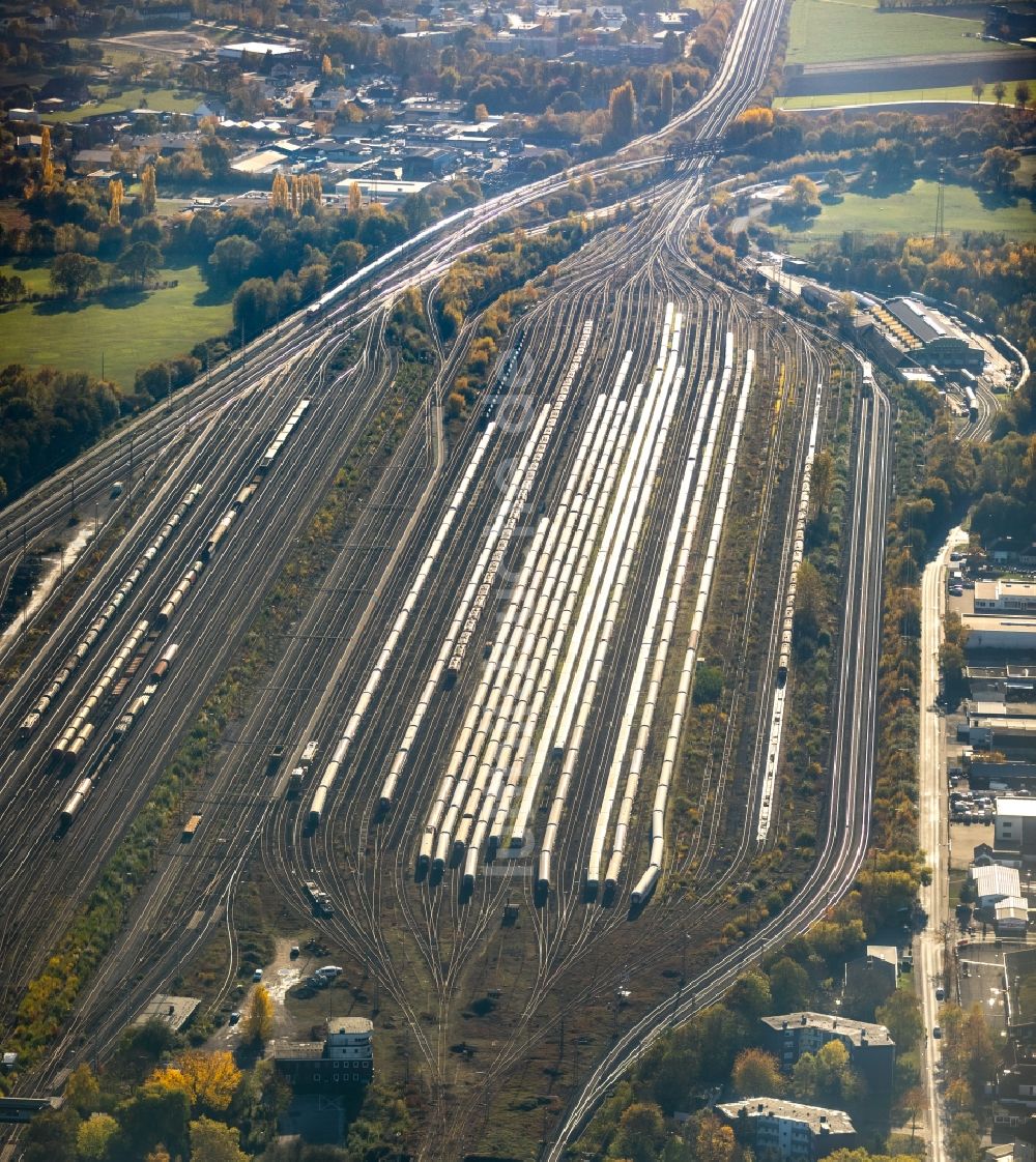 Hamm aus der Vogelperspektive: Rangierbahnhof und Güterbahnhof der Deutschen Bahn in Hamm im Bundesland Nordrhein-Westfalen, Deutschland