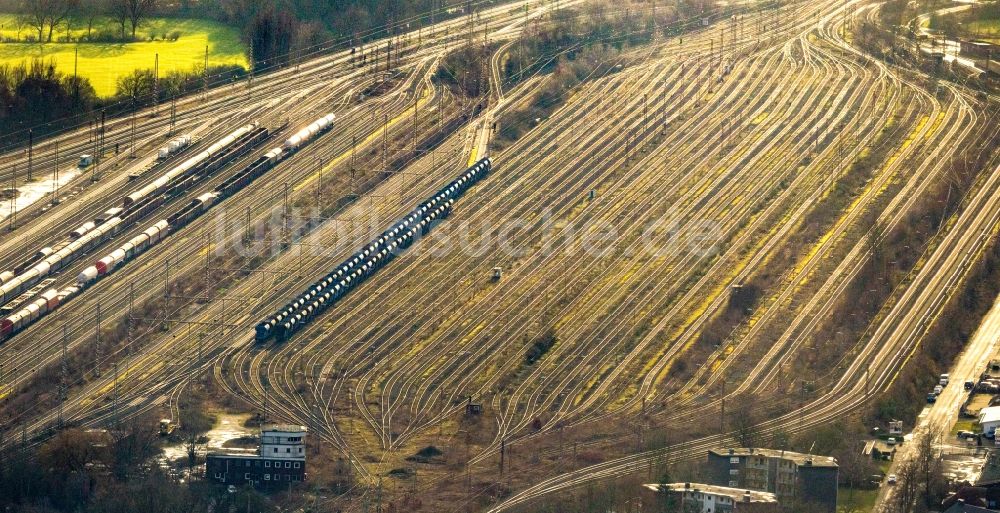 Hamm von oben - Rangierbahnhof und Güterbahnhof der Deutschen Bahn in Hamm im Bundesland Nordrhein-Westfalen, Deutschland