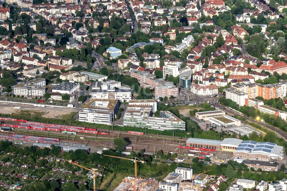 Haslach von oben - Rangierbahnhof und Güterbahnhof der Deutschen Bahn in Haslach im Bundesland Baden-Württemberg, Deutschland