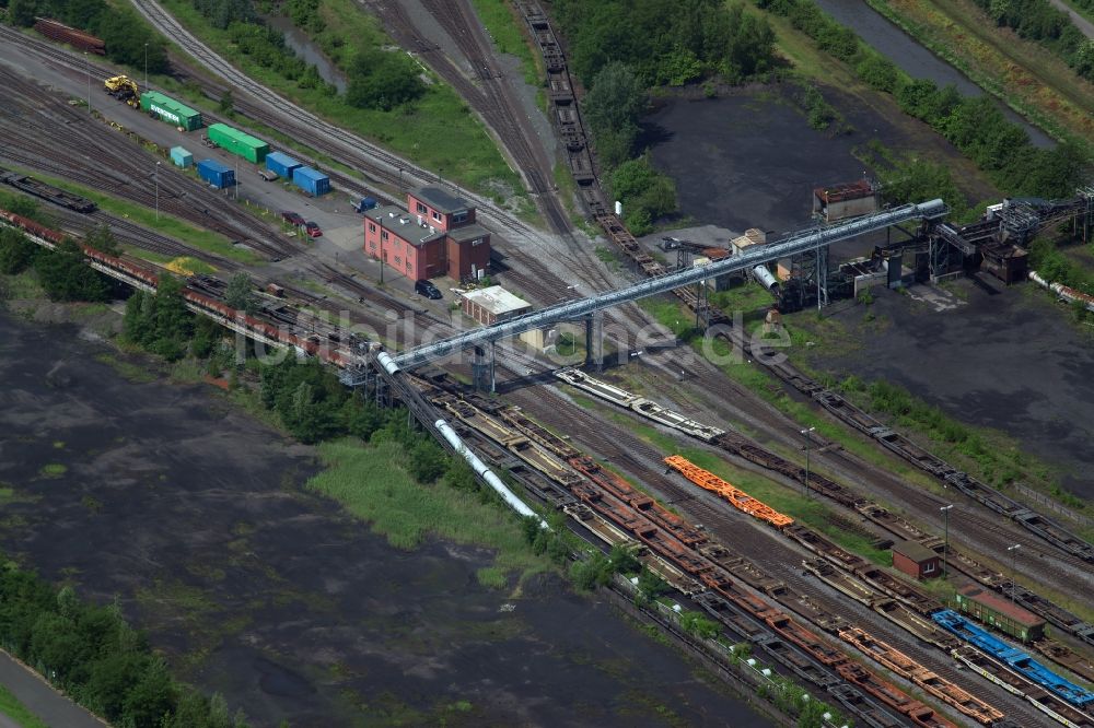 Herne aus der Vogelperspektive: Rangierbahnhof und Güterbahnhof der Deutschen Bahn in Herne im Bundesland Nordrhein-Westfalen, Deutschland