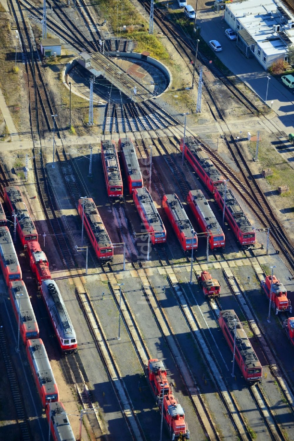 Seddin aus der Vogelperspektive: Rangierbahnhof und Güterbahnhof der Deutschen Bahn in Neuseddin im Bundesland Brandenburg