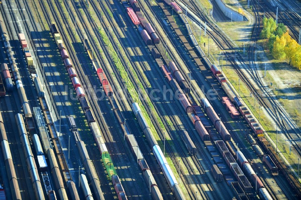 Seddin von oben - Rangierbahnhof und Güterbahnhof der Deutschen Bahn in Neuseddin im Bundesland Brandenburg