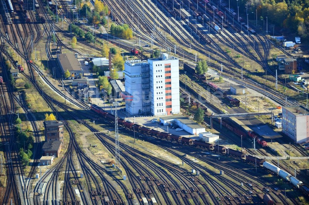 Seddin aus der Vogelperspektive: Rangierbahnhof und Güterbahnhof der Deutschen Bahn in Neuseddin im Bundesland Brandenburg