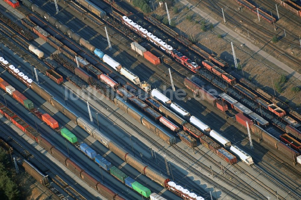 Luftaufnahme Seddiner See - Rangierbahnhof und Güterbahnhof der Deutschen Bahn in Neuseddin im Bundesland Brandenburg