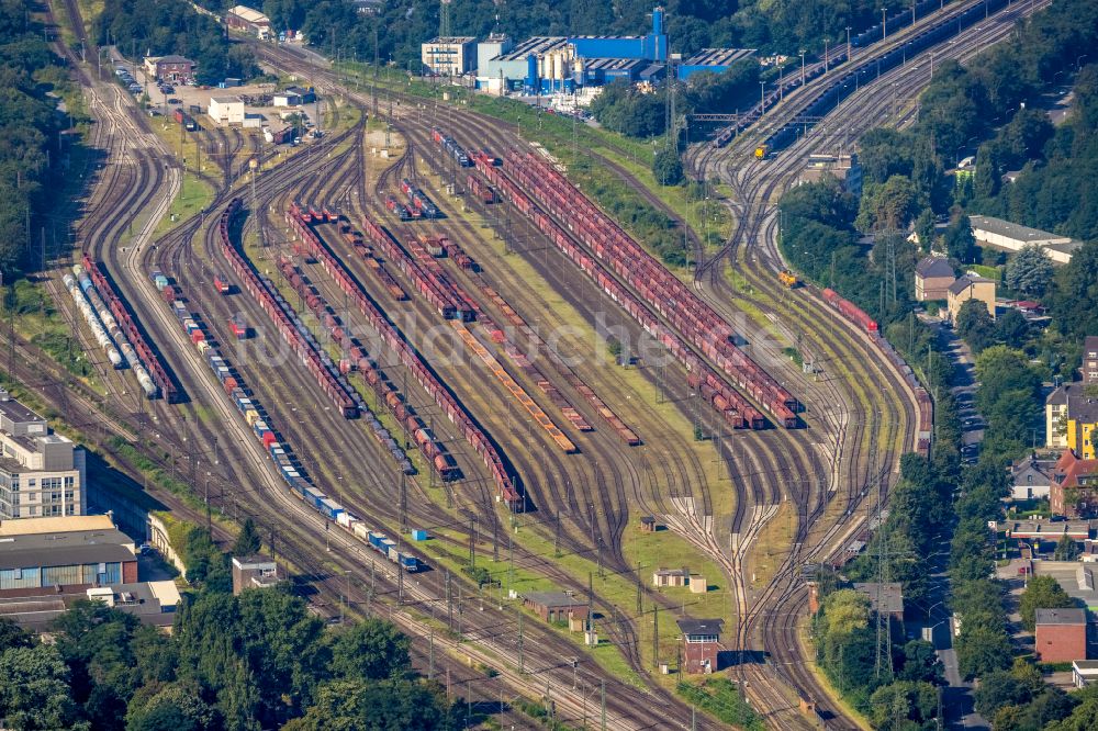 Oberhausen von oben - Rangierbahnhof und Güterbahnhof der Deutschen Bahn in Oberhausen im Bundesland Nordrhein-Westfalen