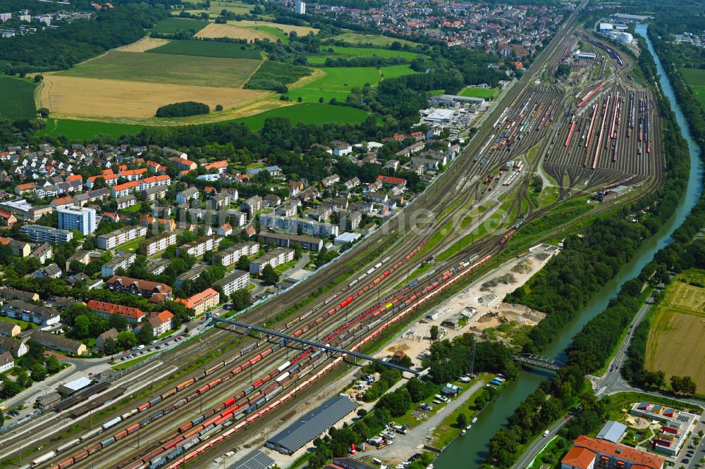 Luftbild Seelze - Rangierbahnhof und Güterbahnhof der Deutschen Bahn im Ortsteil Harenberg in Seelze im Bundesland Niedersachsen, Deutschland