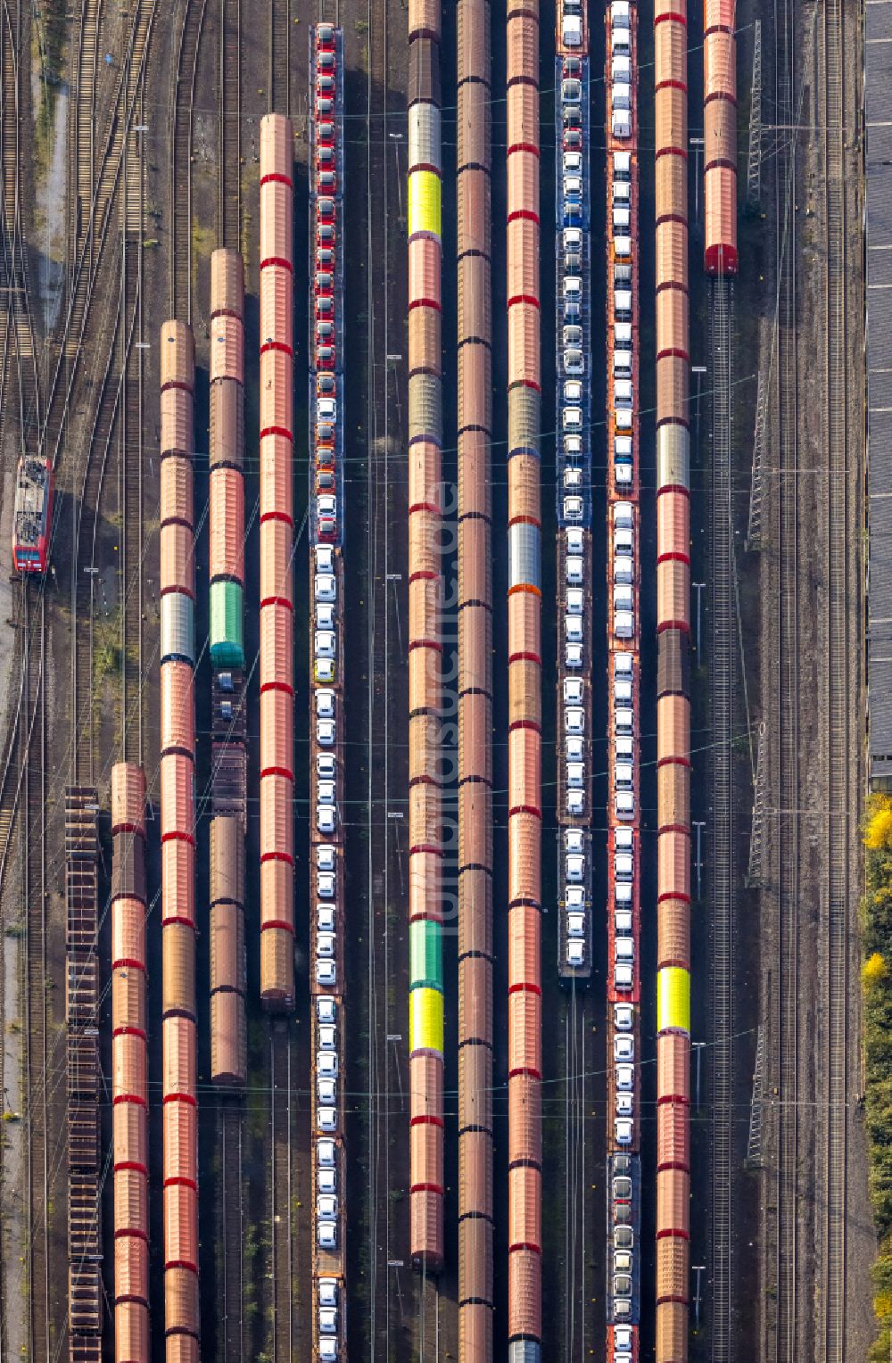 Herne aus der Vogelperspektive: Rangierbahnhof und Güterbahnhof in Herne im Bundesland Nordrhein-Westfalen, Deutschland