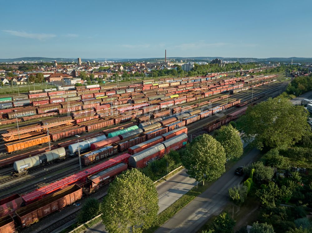 Kornwestheim aus der Vogelperspektive: Rangierbahnhof und Güterbahnhof in Kornwestheim im Bundesland Baden-Württemberg, Deutschland