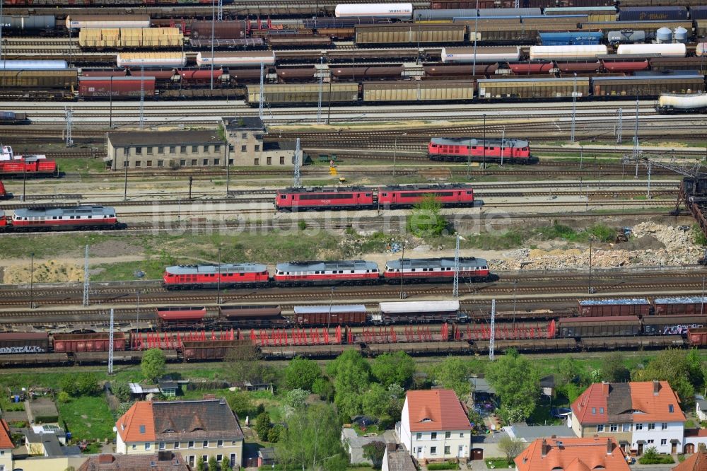 Neuseddin aus der Vogelperspektive: Rangierbahnhof und Güterbahnhof Seddin der Deutschen Bahn in Neuseddin im Bundesland Brandenburg