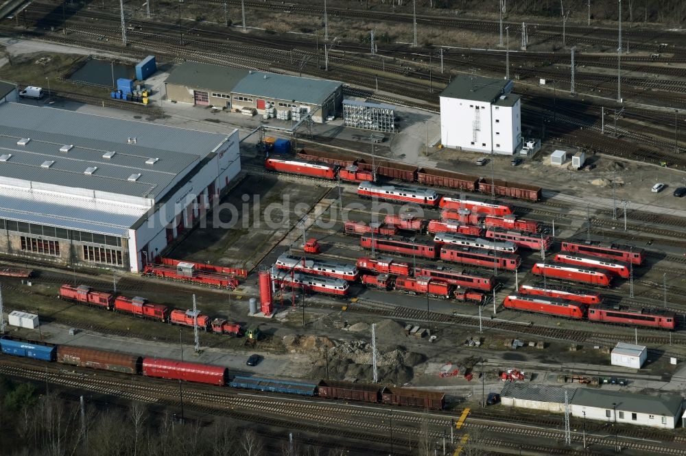 Neuseddin von oben - Rangierbahnhof und Güterbahnhof Seddin der Deutschen Bahn in Neuseddin im Bundesland Brandenburg