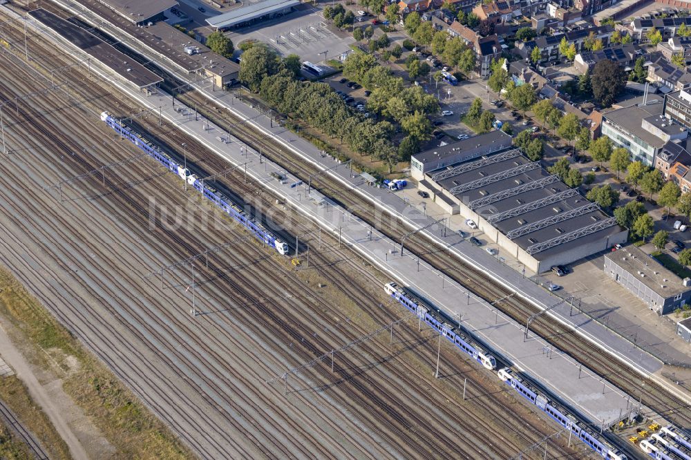 Luftaufnahme Venlo - Rangierbahnhof und Güterbahnhof in Venlo in Limburg, Niederlande