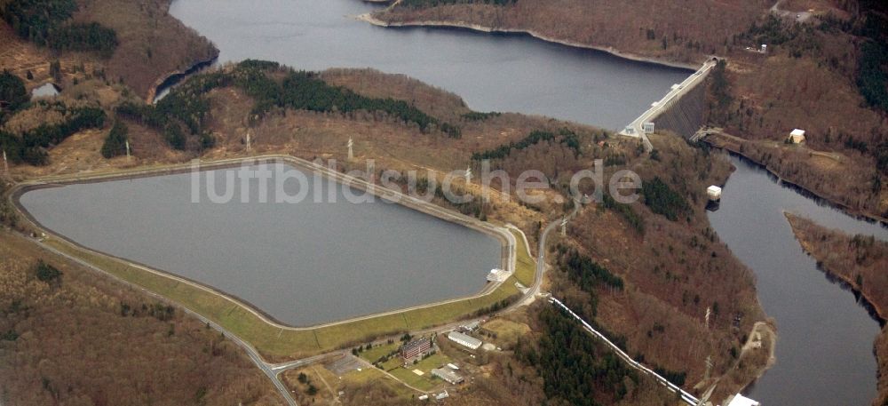 Wendefurth Hasselfelde von oben - Rappbodetalsperre und Wendefurth Pumpspeicherbecken im Harz- Gebirge bei Wendefurt - Hasselfelde im Bundesland Sachsen-Anhalt