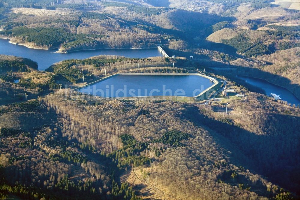 Luftaufnahme Wendefurth Hasselfelde - Rappbodetalsperre und Wendefurth Pumpspeicherbecken im Harz- Gebirge bei Wendefurt - Hasselfelde im Bundesland Sachsen-Anhalt