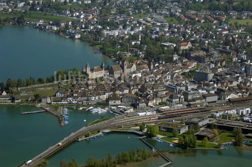 Luftaufnahme Rapperswil - Rapperswil am Zürichsee und Obersee in der Schweiz