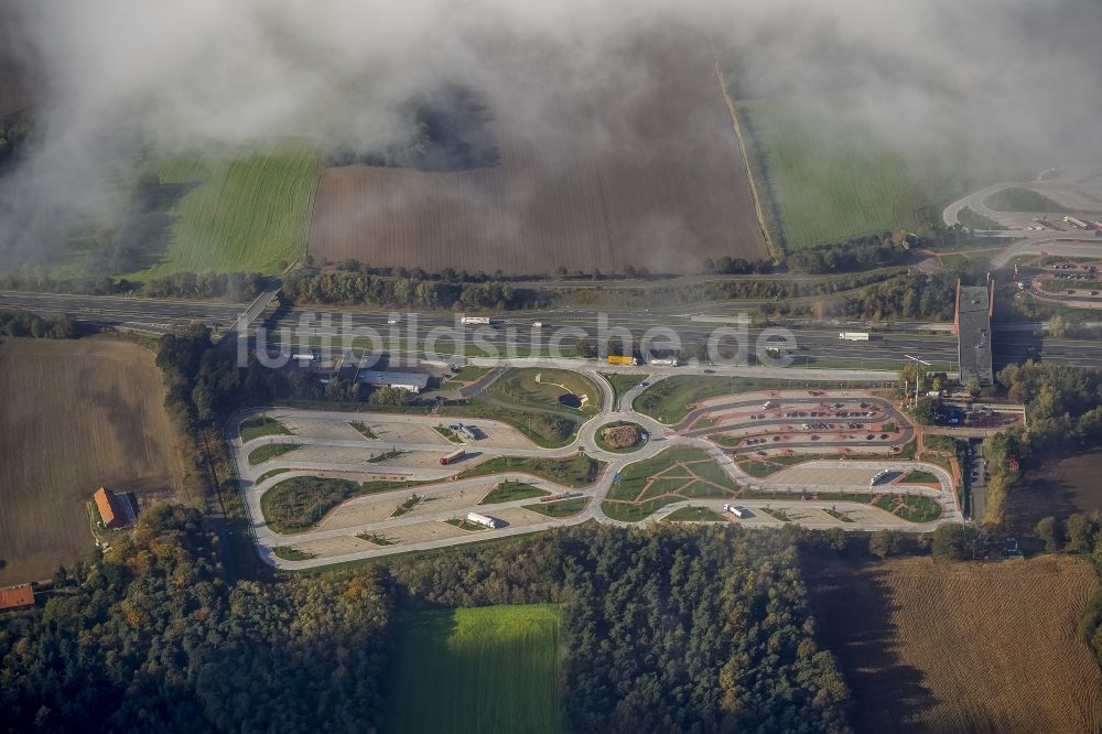 Luftbild Holdorf - Rastplatz Dammer Berge an der Autobahn bei Holdorf in Niedersachsen