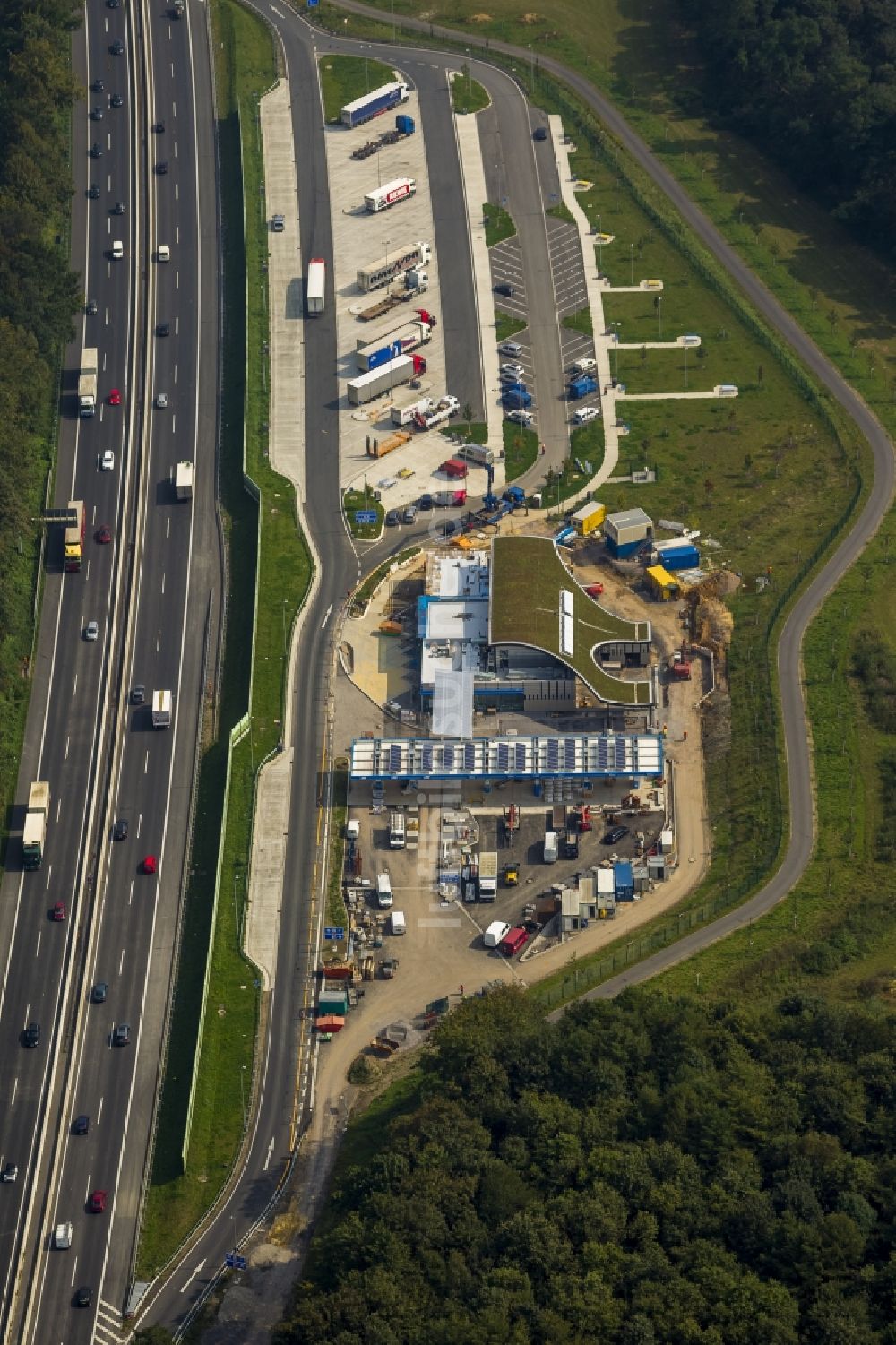 Dortmund von oben - Raststättenneubau bei Dortmund im Bundesland Nordrhein-Westfalen