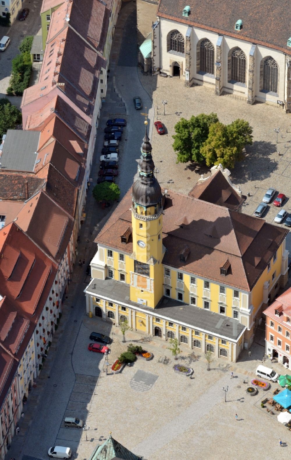 Bautzen aus der Vogelperspektive: Rathaus von Bautzen im Bundesland Sachsen