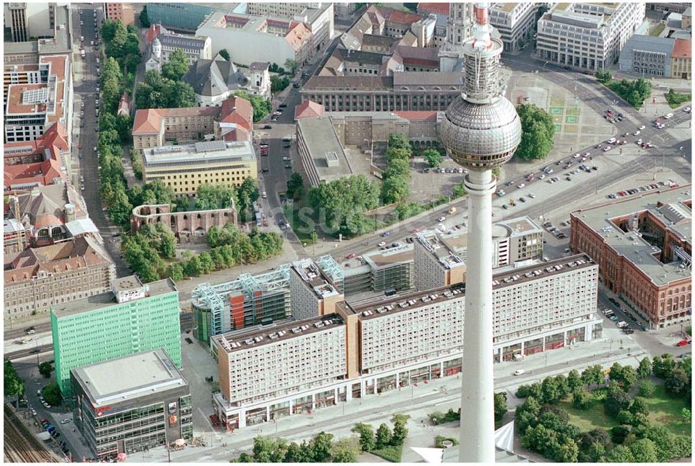 Luftaufnahme Berlin - Rathaus Passagen am Fernsehturm in Berlin