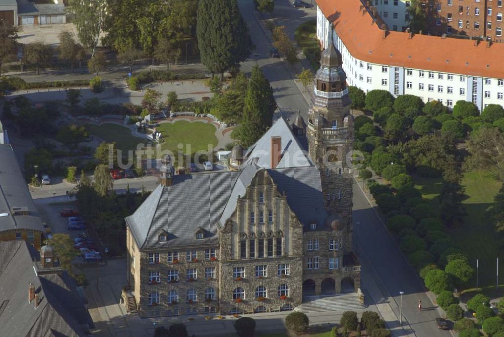 Wittenberge von oben - Rathaus und Stadtverwaltung Wittenberge