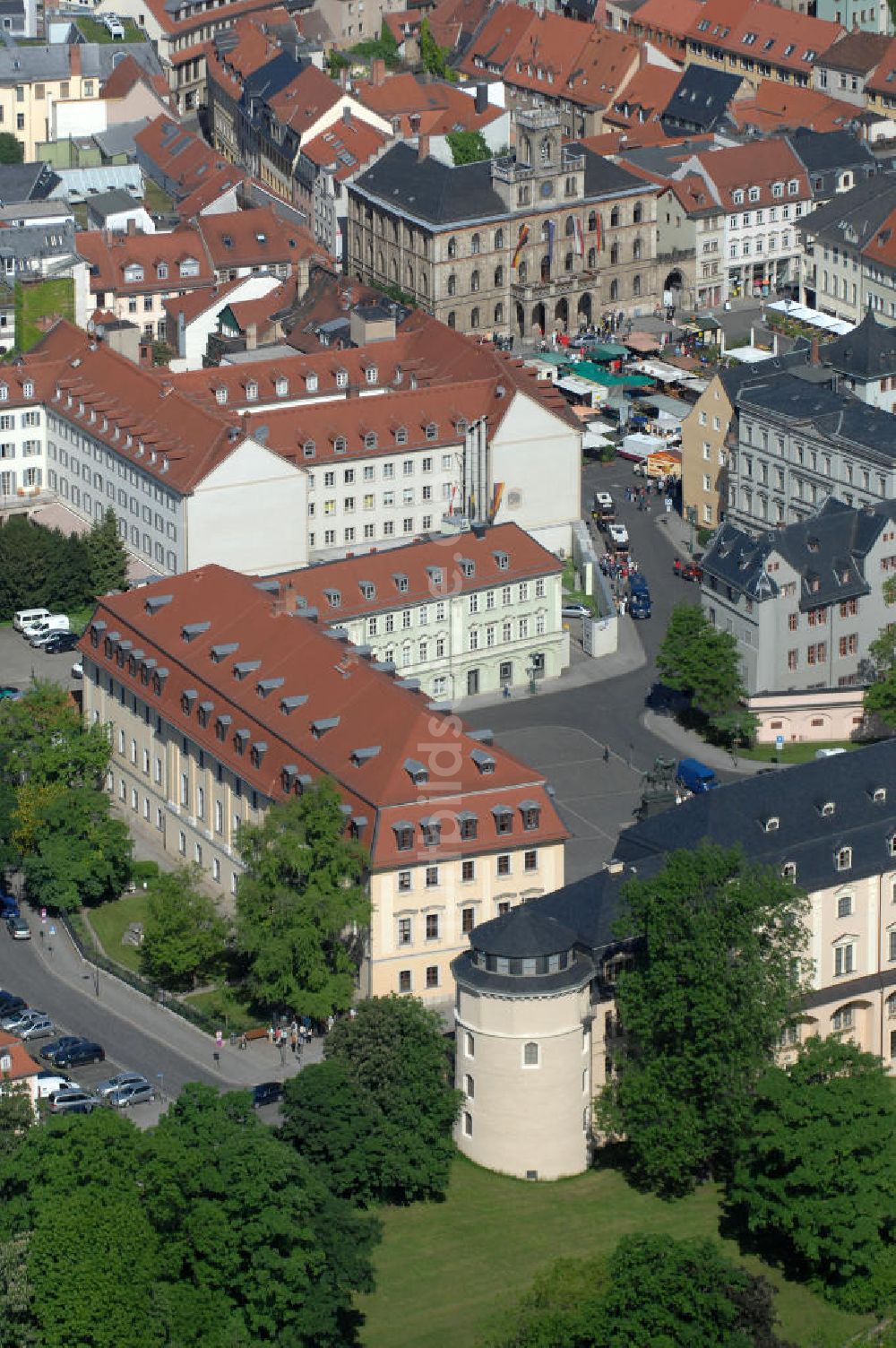 Weimar von oben - Rathaus Weimar