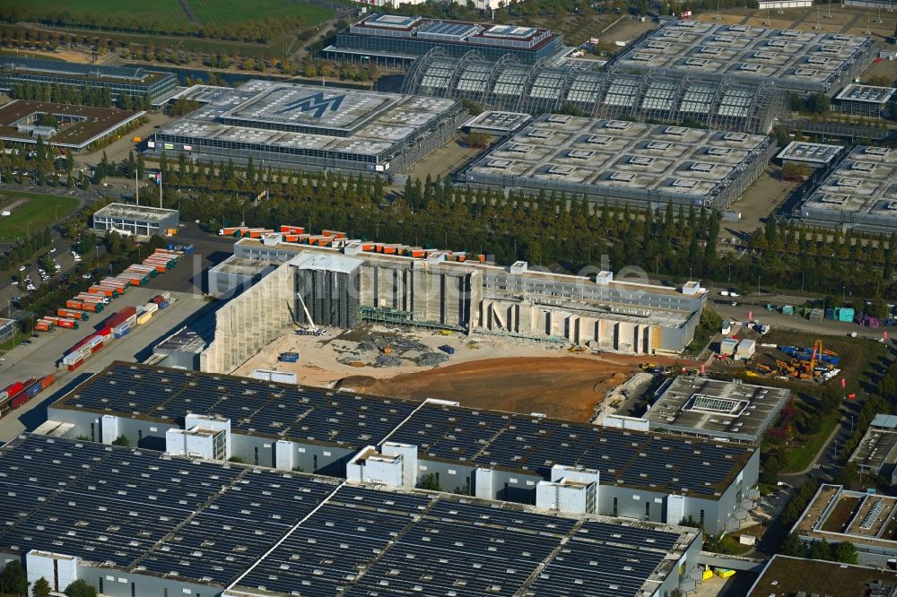 Leipzig aus der Vogelperspektive: Rückbau eines Hochregal- Lager-Gebäudekomplex und Logistikzentrum auf dem Gelände Am alten Flughafen in Leipzig im Bundesland Sachsen, Deutschland