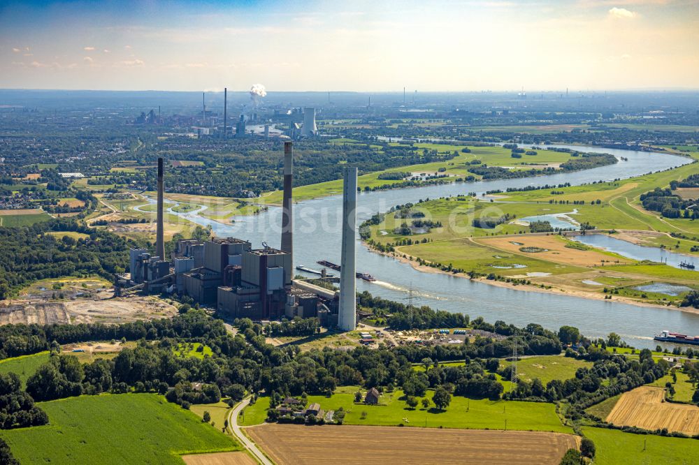 Luftaufnahme Voerde (Niederrhein) - Rückbauarbeiten am HKW Heizkraftwerk und Kohlekraftwerk Kraftwerk Voerde in Voerde (Niederrhein) im Bundesland Nordrhein-Westfalen, Deutschland