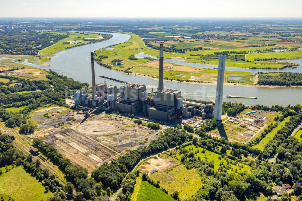 Luftaufnahme Voerde (Niederrhein) - Rückbauarbeiten am HKW Heizkraftwerk und Kohlekraftwerk Kraftwerk Voerde in Voerde (Niederrhein) im Bundesland Nordrhein-Westfalen, Deutschland