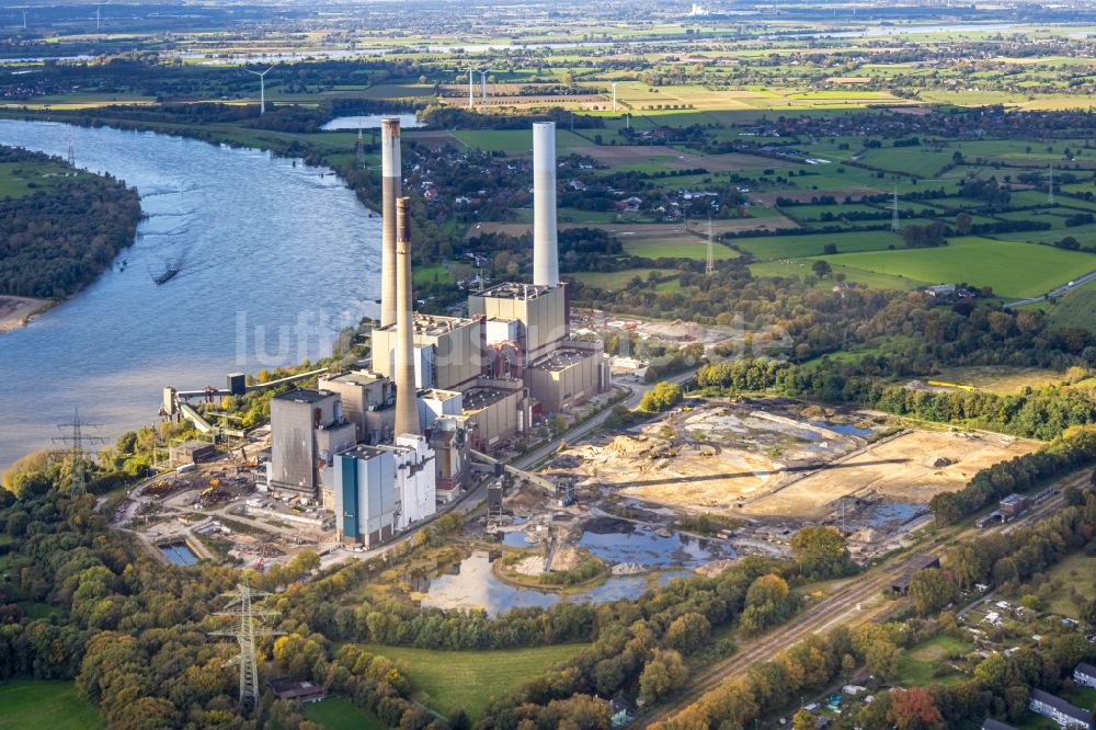 Luftbild Voerde (Niederrhein) - Rückbauarbeiten am HKW Heizkraftwerk und Kohlekraftwerk Kraftwerk Voerde in Voerde (Niederrhein) im Bundesland Nordrhein-Westfalen, Deutschland