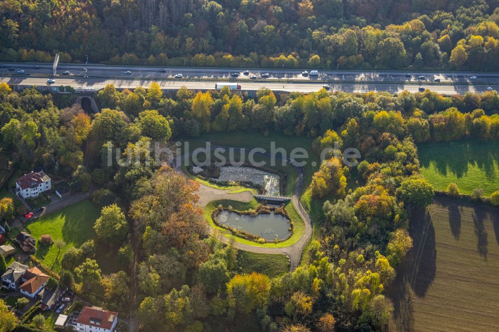 Hagen aus der Vogelperspektive: Rückhaltebecken und Wasserspeicher in Hagen im Bundesland Nordrhein-Westfalen, Deutschland