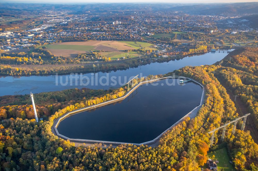 Ostende von oben - Rückhaltebecken und Wasserspeicher in Ostende im Bundesland Nordrhein-Westfalen, Deutschland