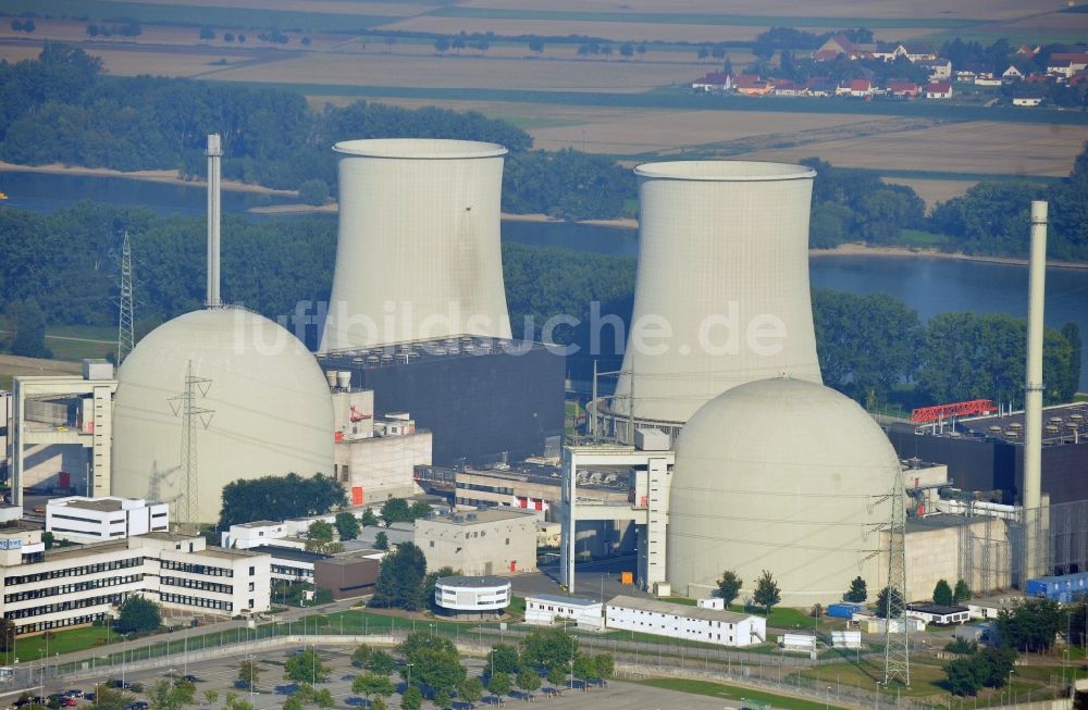 Luftbild Biblis - Reaktorblöcke und Anlagen des AKW - KKW Kernkraftwerk in Biblis im Bundesland Hessen