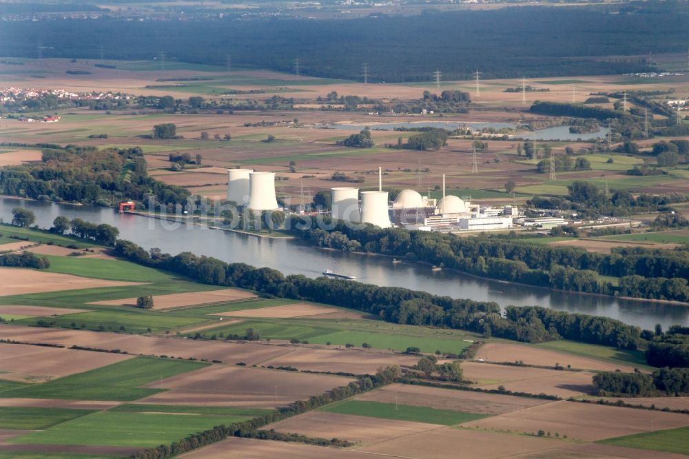 Luftbild Biblis - Reaktorblöcke und Anlagen des AKW - KKW Kernkraftwerk in Biblis im Bundesland Hessen