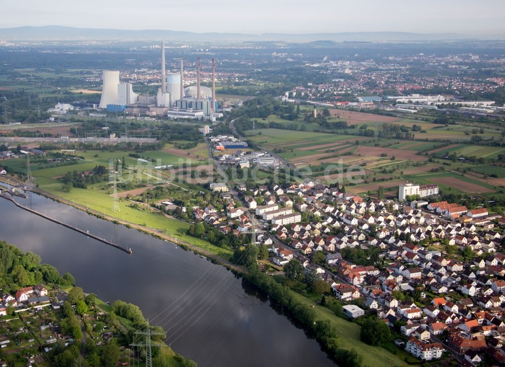 Luftbild Großkrotzenburg - Reaktorblöcke und Anlagen des AKW - KKW Kernkraftwerk in Großkrotzenburg im Bundesland Hessen, Deutschland