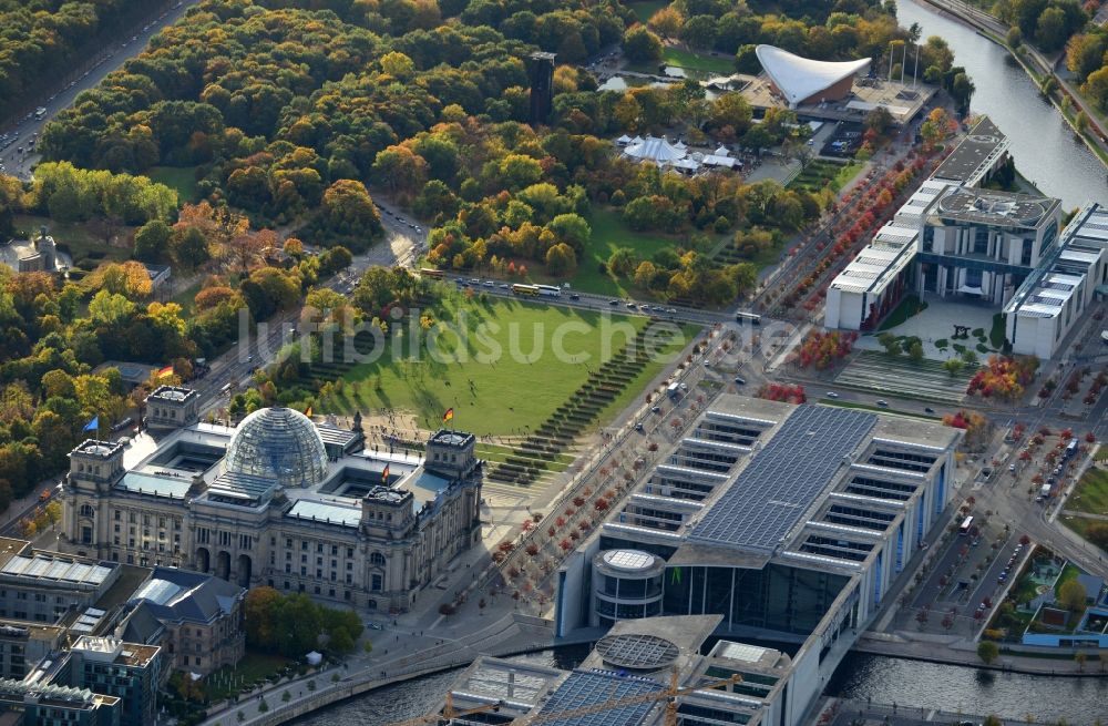 Berlin OT Tiergarten von oben - Regierungsviertel im Ortsteil Tiergarten in Berlin