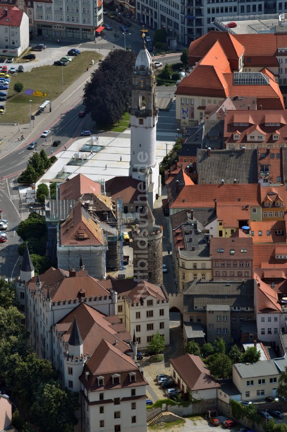 Luftbild Bautzen - Reichenturm im Stadtzentrum von Bautzen im Bundesland Sachsen