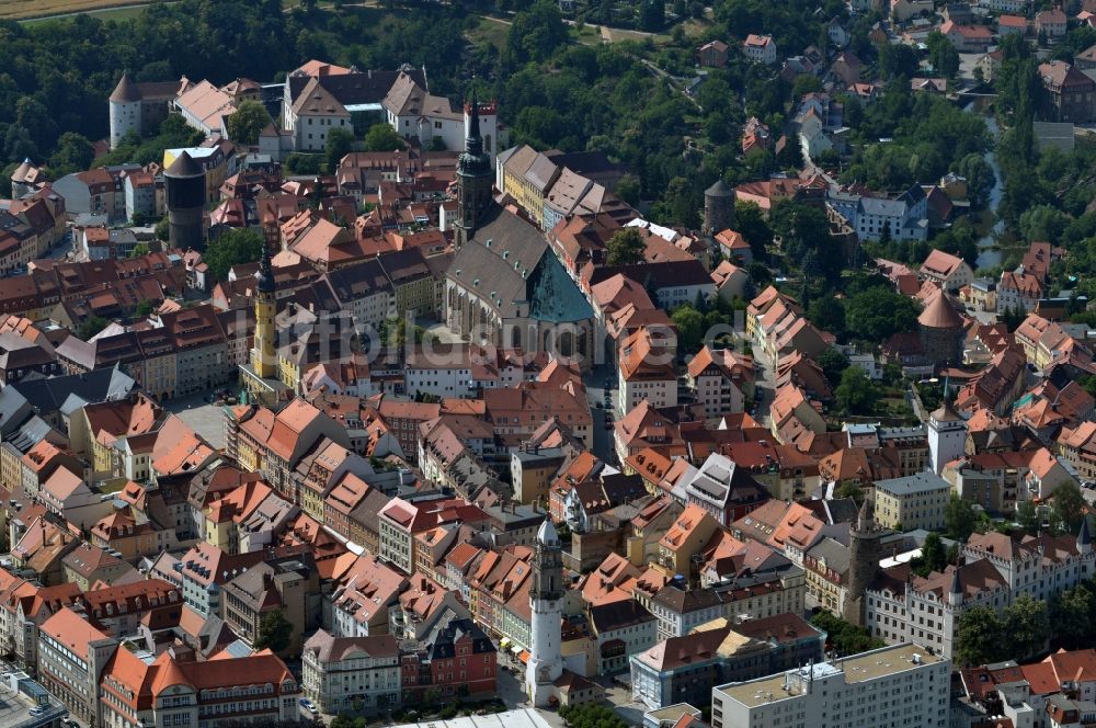 Luftbild Bautzen - Reichenturm im Stadtzentrum von Bautzen im Bundesland Sachsen