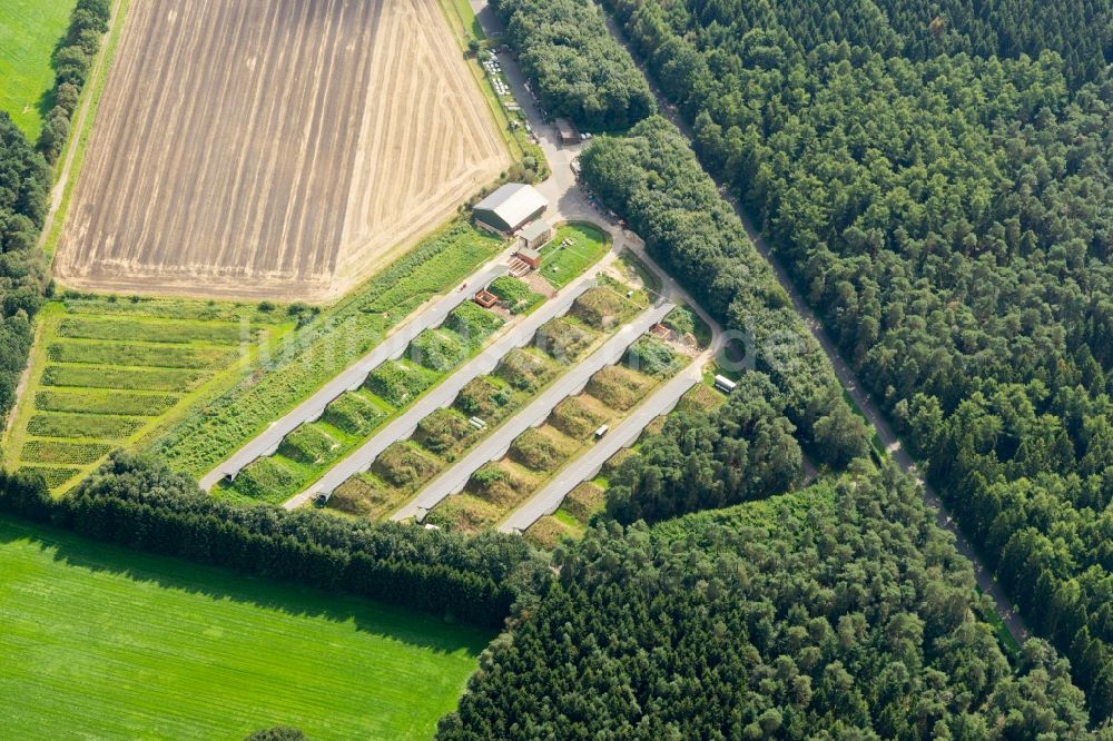 Deinste aus der Vogelperspektive: Reihen eines Solarpark bzw. Solarkraftwerk in Deinste im Bundesland Niedersachsen, Deutschland