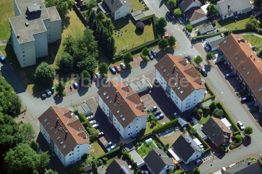 Bönen aus der Vogelperspektive: Reihen- Wohnhaus der MARKUS GEROLD UNTERNEHMENSGRUPPE in Bönen im Bundesland Nordrhein-Westfalen