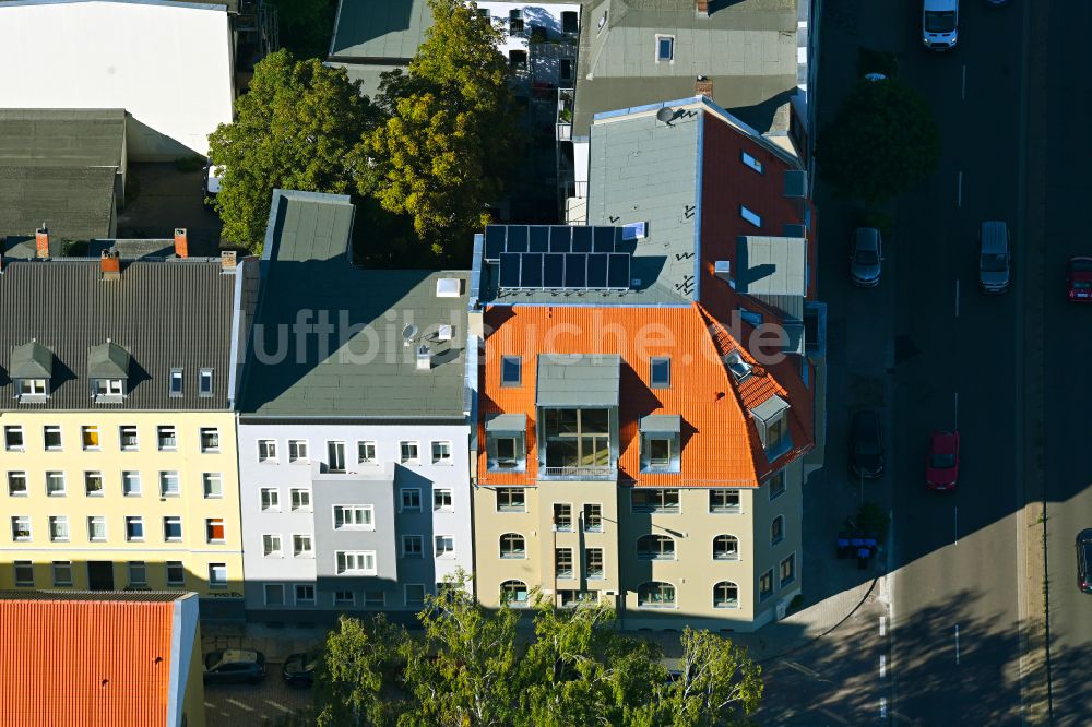 Luftaufnahme Halle (Saale) - Reihenhau- Wohnsiedlung Volkmannstraße Ecke Dzondistraße in Halle (Saale) im Bundesland Sachsen-Anhalt, Deutschland