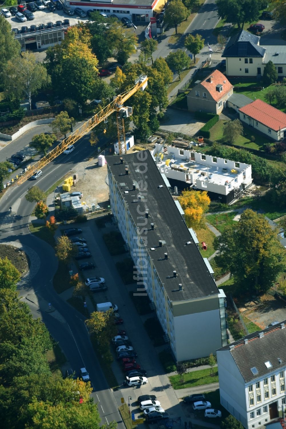 Luftaufnahme Bernau - Reihenhaus- Siedlung Schönower Chaussee Ecke Im Blumenhag in Bernau im Bundesland Brandenburg, Deutschland