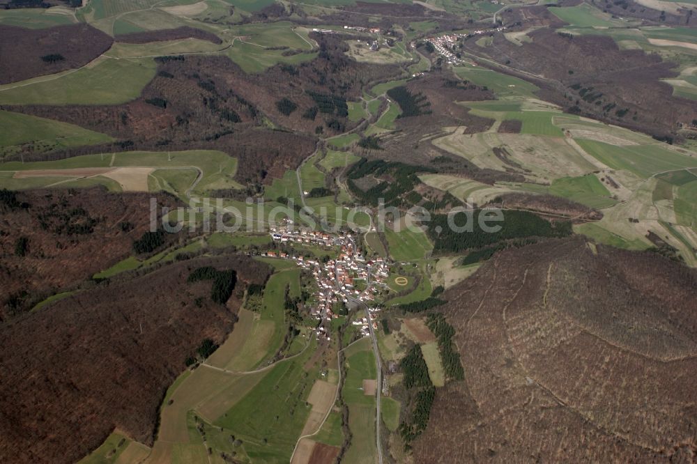 Reipoltskirchen von oben - Reipoltskirchen ist eine Ortsgemeinde im westpfälzischen Landkreis Kusel in Rheinland-Pfalz