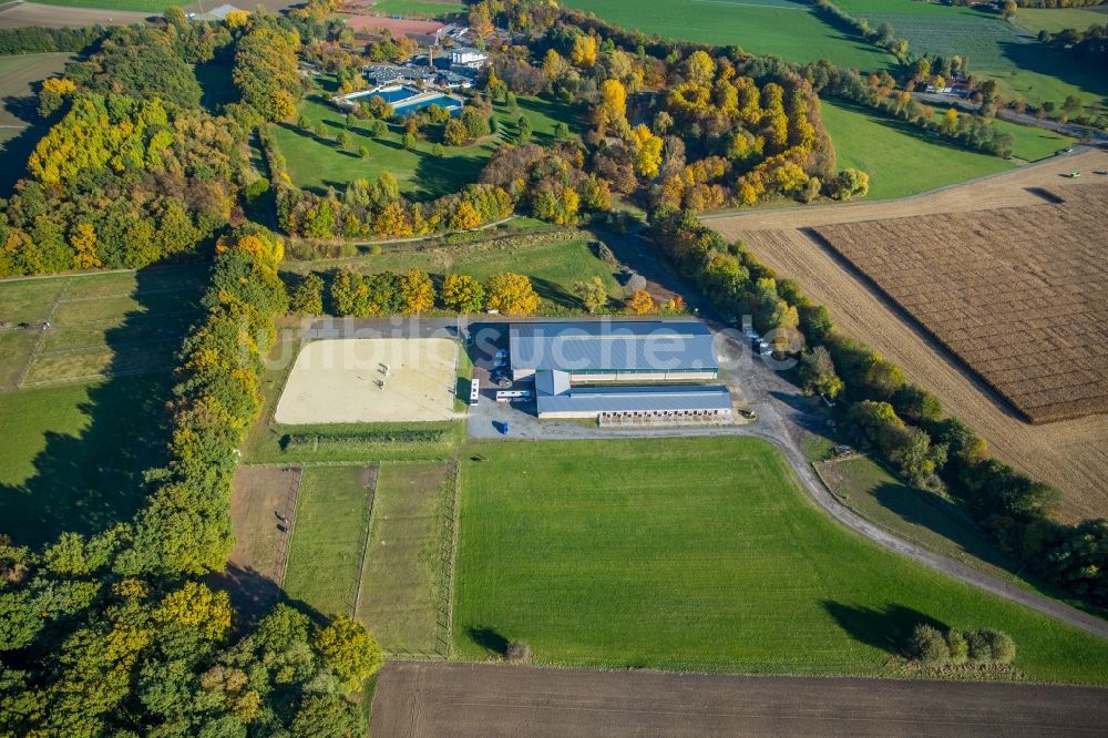 Hamm von oben - Reitstall - Reiterhof - Marstall vom Reit- u. Fahrverein Pelkum e. V. in Hamm im Bundesland Nordrhein-Westfalen