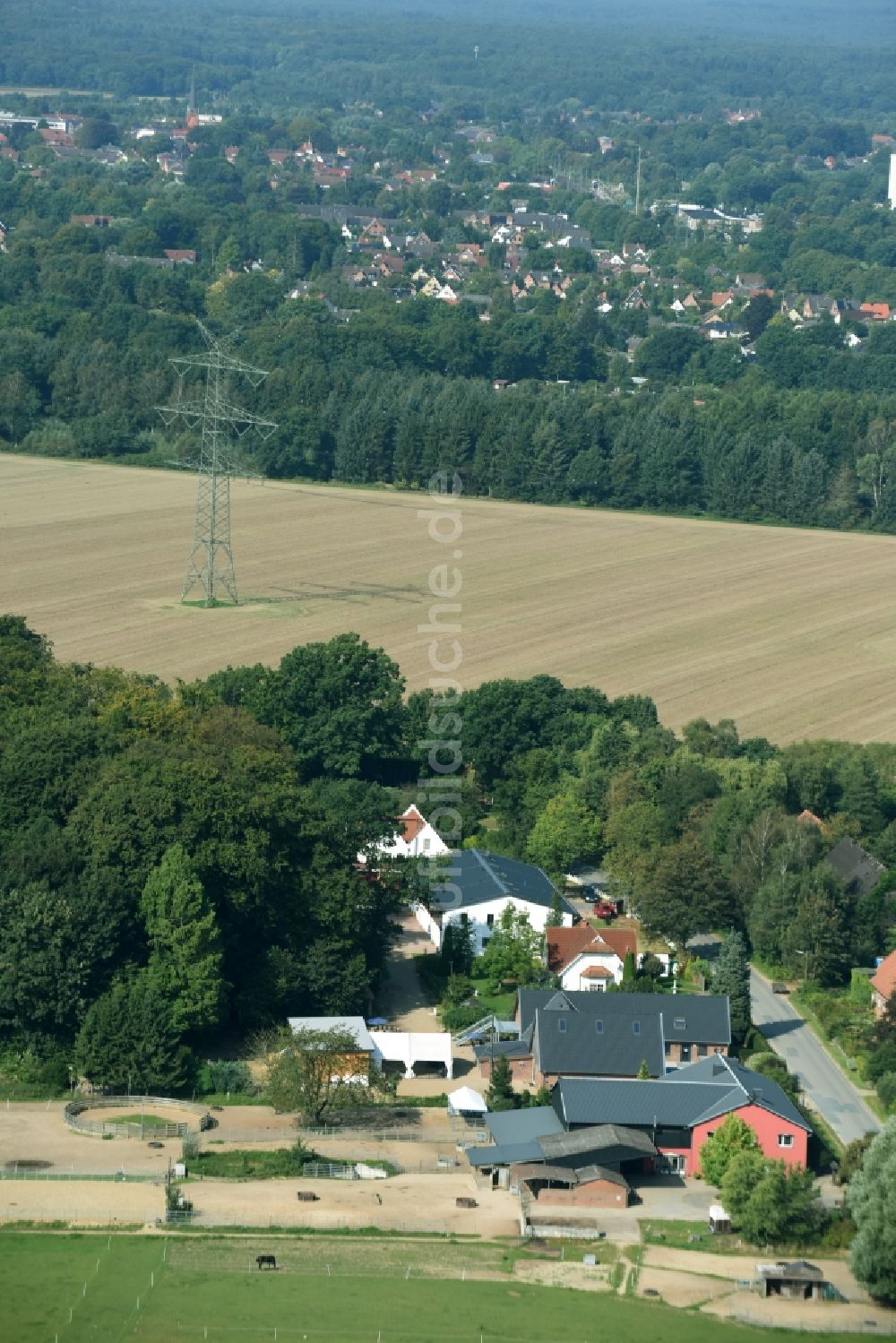 Müssen von oben - Reitstall - Reiterhof - Marstall an der Straße Louisenhof in Müssen im Bundesland Schleswig-Holstein