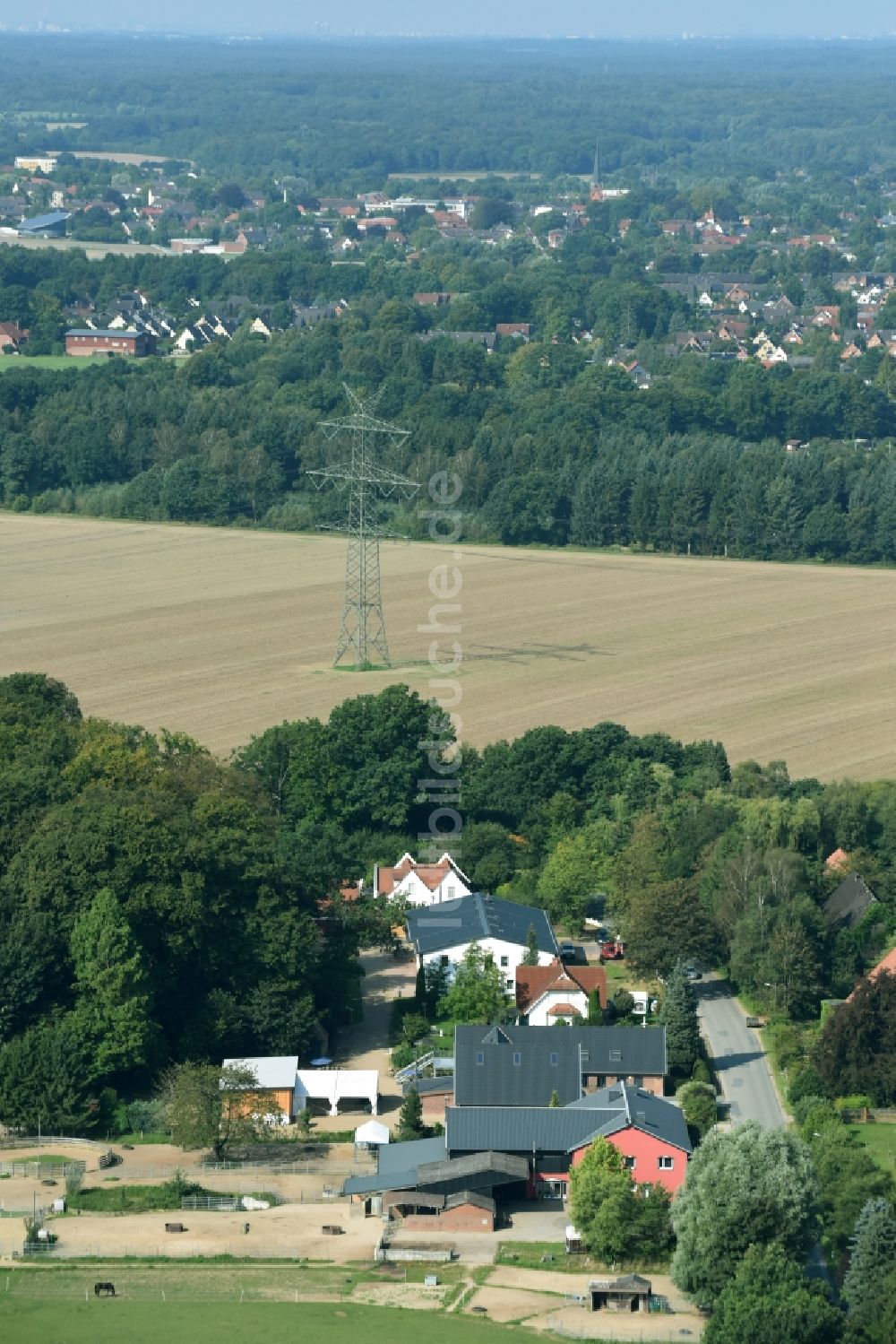 Müssen aus der Vogelperspektive: Reitstall - Reiterhof - Marstall an der Straße Louisenhof in Müssen im Bundesland Schleswig-Holstein