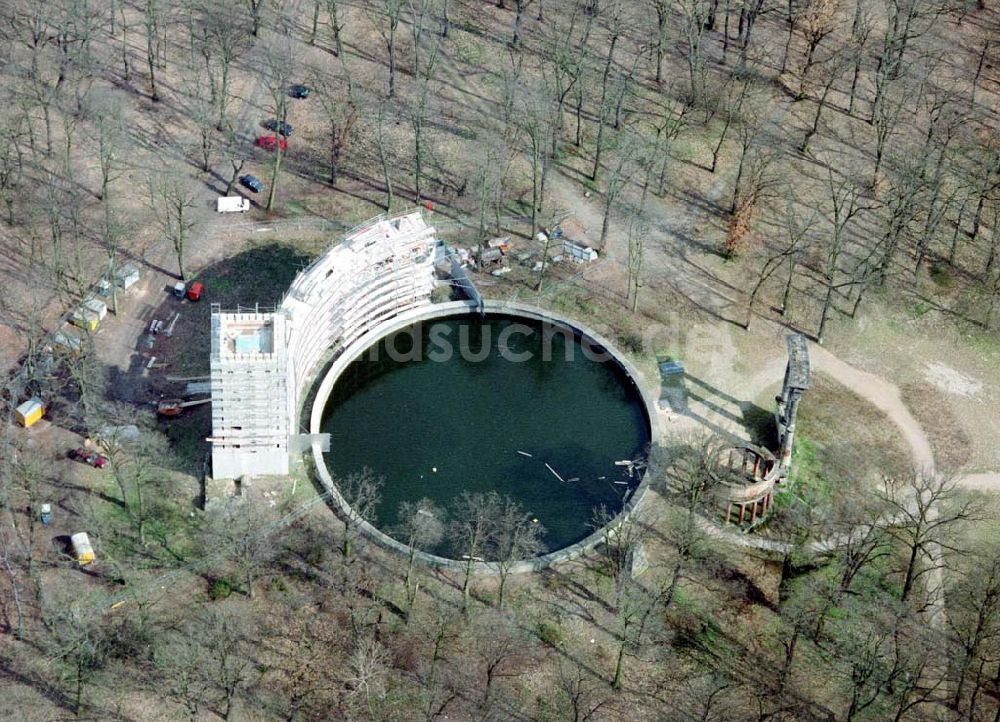 Potsdam / BRB von oben - Rekonstruktion des Ruinenberges am Park von Sanssouci in Potsdam