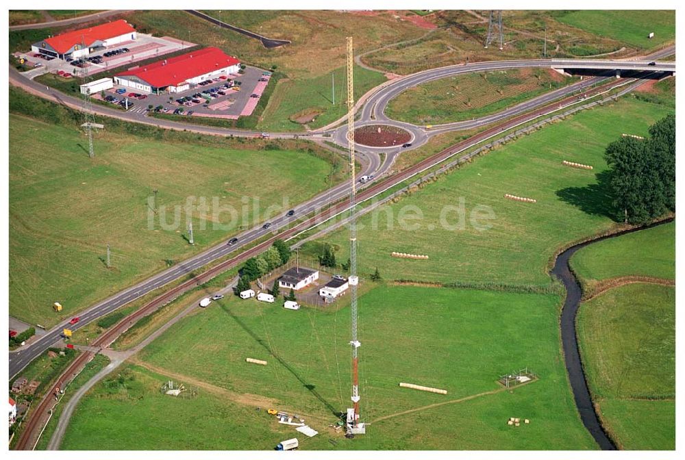 Sambach/ Rheinland-Pfalz von oben - Rekonstruktion Sendeturm Sambach