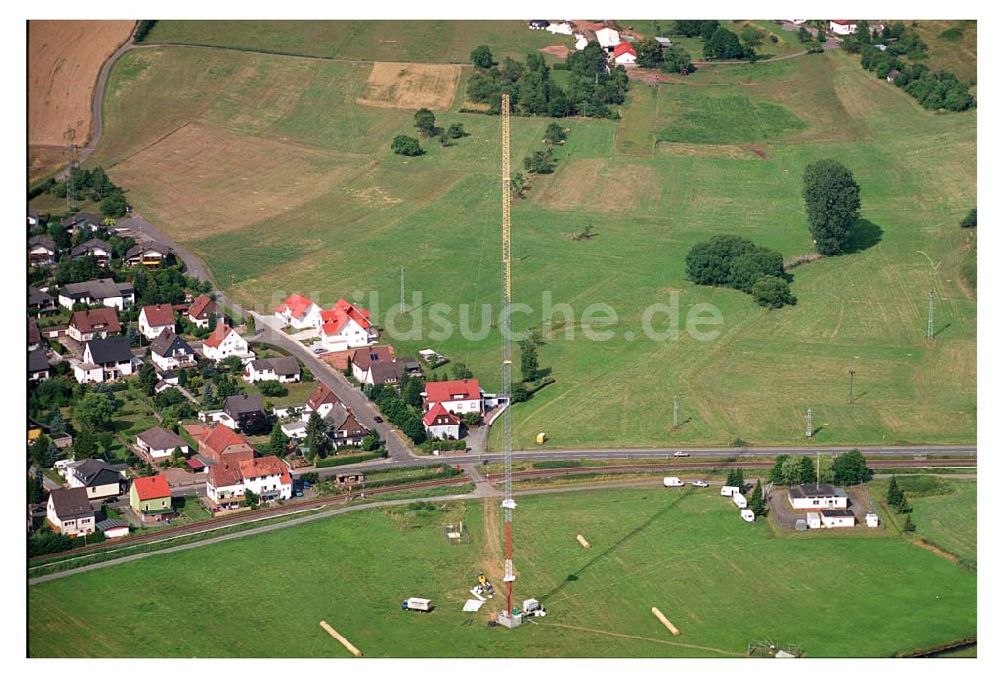 Sambach/ Rheinland-Pfalz aus der Vogelperspektive: Rekonstruktion Sendeturm Sambach